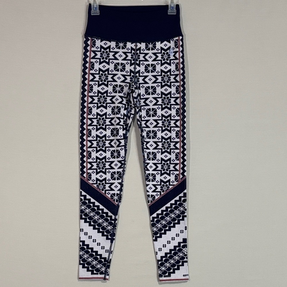 Free People Movement Navy White Geometric Print High Waist Leggings XS/S